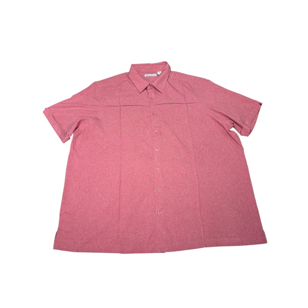 CUBARERA Men's 2X Red Button Down‎ Shirt Short Sleeve Polyester